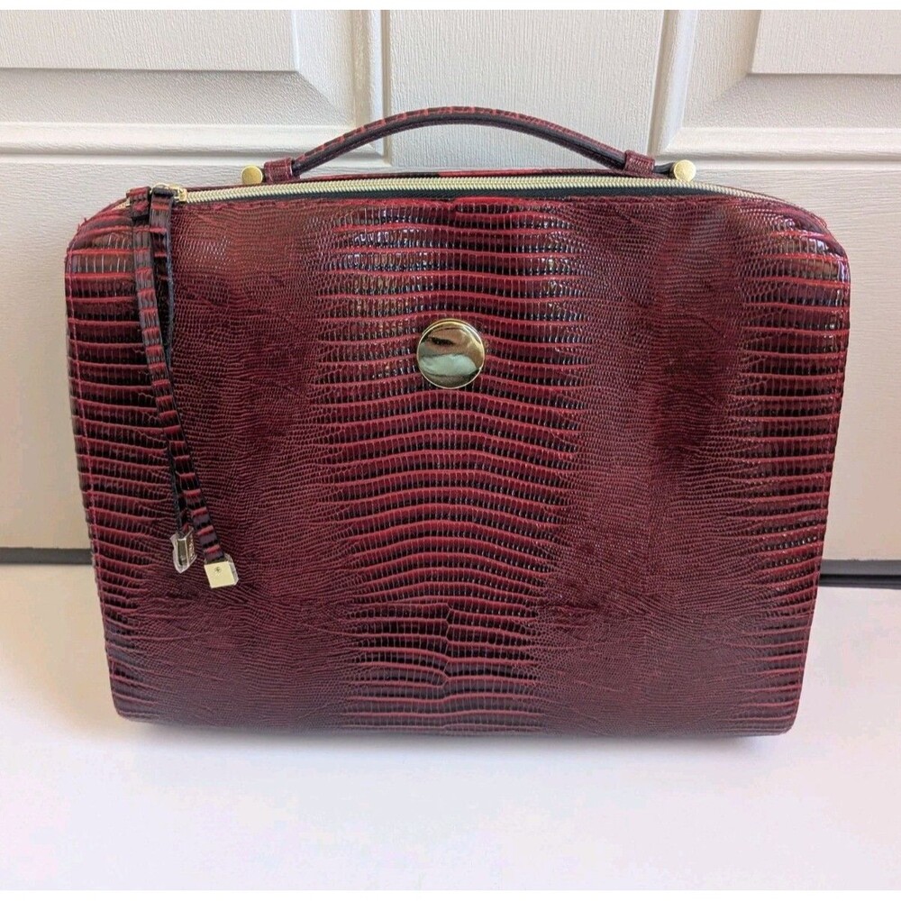 Estee Lauder Red MakeUp Tote Bag Travel Faux Alligator Skin Embrossed